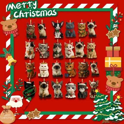 Calendrier de l’Avent Chat 2025 | Ornements Félin en Acrylique